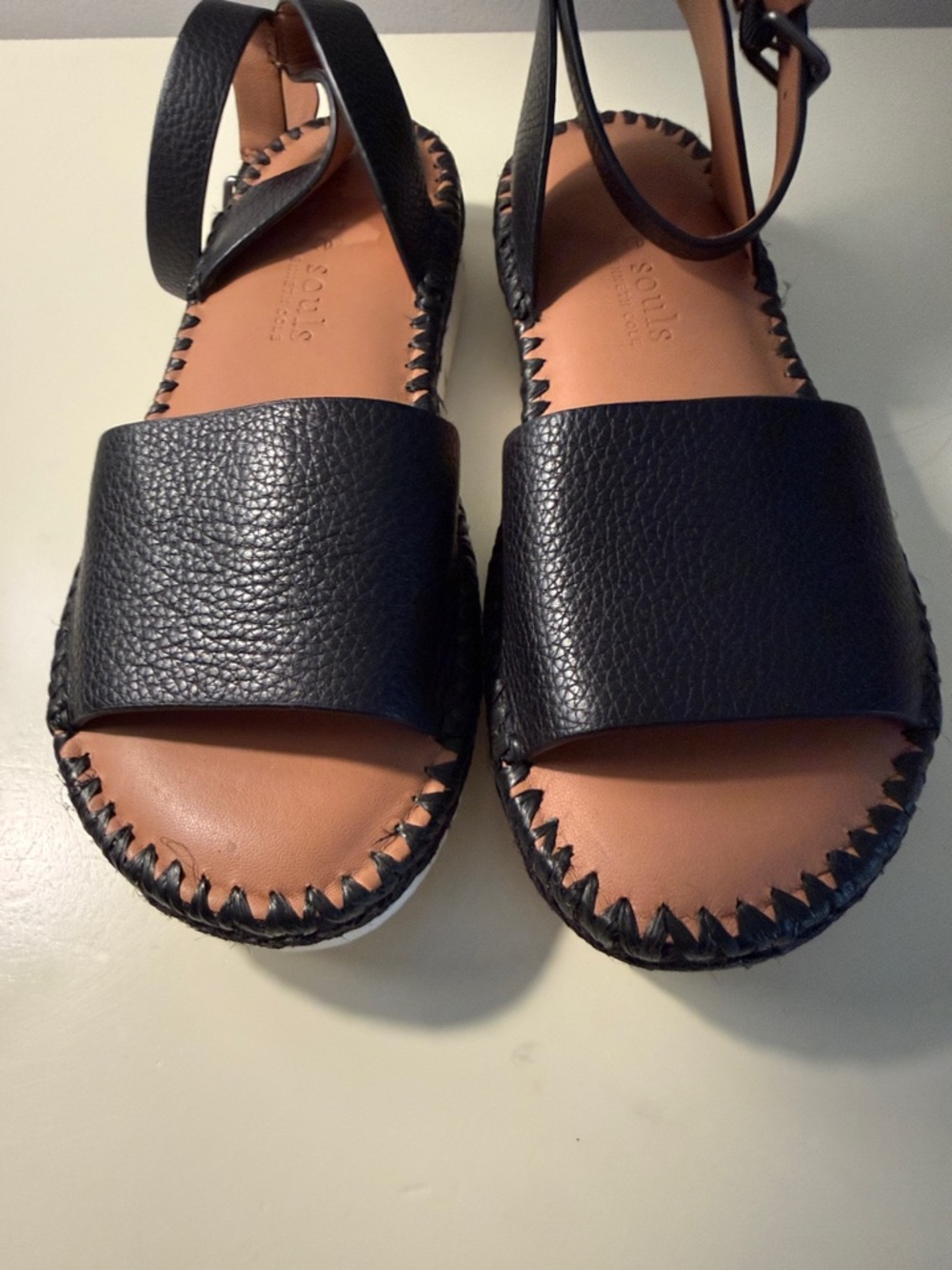Black Leather Ankle-Strap Sandals - Women